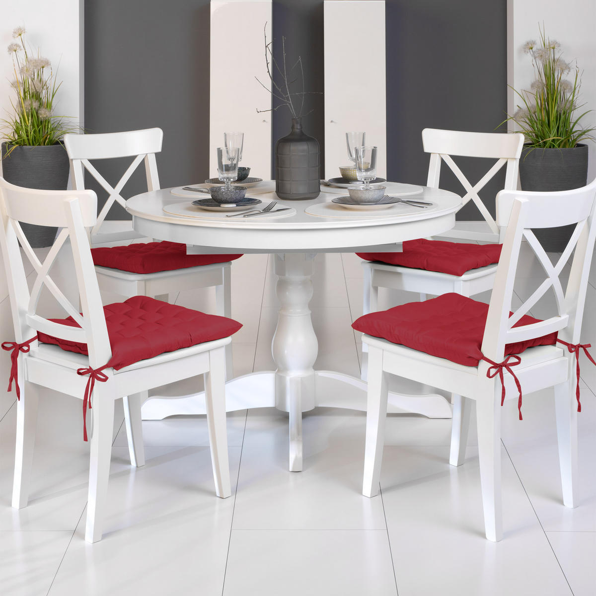 STUHLKISSEN Lea 40/40/5 cm Dunkelrot 4tlg - Dunkelrot, Textil (40/40cm) - Beautissu 