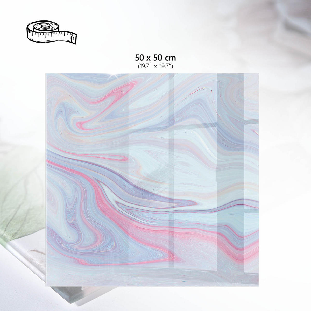TISCHPLATTE 50x50 cm – Pastellwellen - Schwarz, Glas (50/50/0.4cm) - Wallfluent