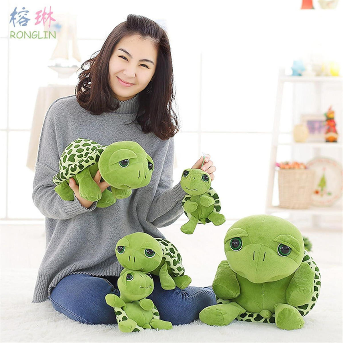 STOFFTIER Schildkröte Grün 20 cm - Grün, Textil (20/20cm)