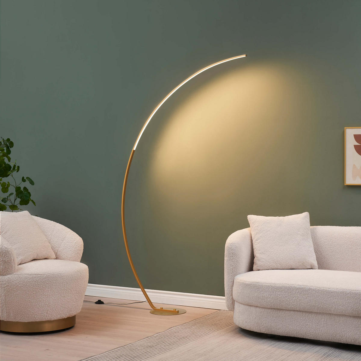 STEHLEUCHTE Thalia, Gold / Messing, 184cm - Goldfarben, Metall (184/118/184cm) - KOSILUM