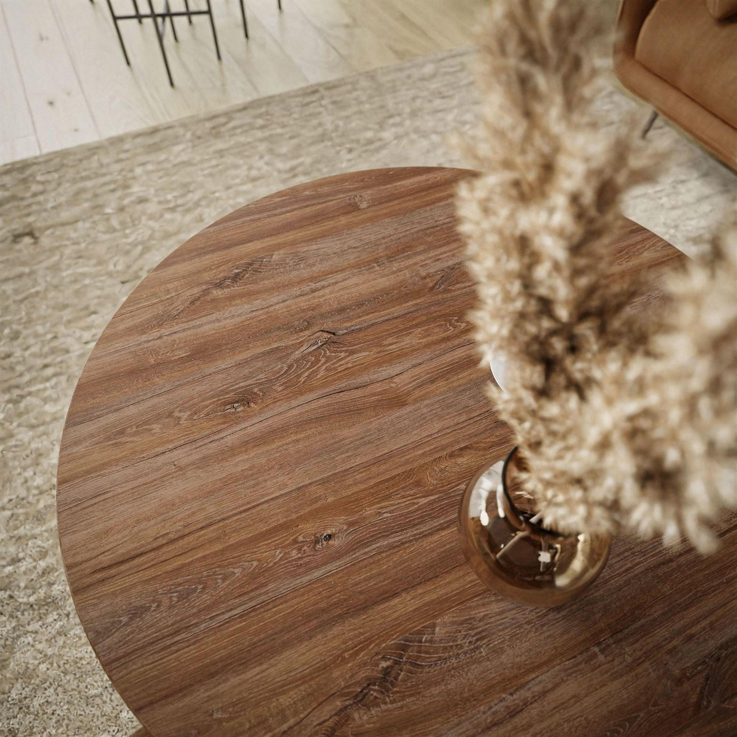 Thumbnail - Lookway Couchtisch, Dunkelbraun, Weiß, Holzwerkstoff, Rund, 70x48x70 cm, Wohnzimmer, Wohnzimmertische, Couchtische