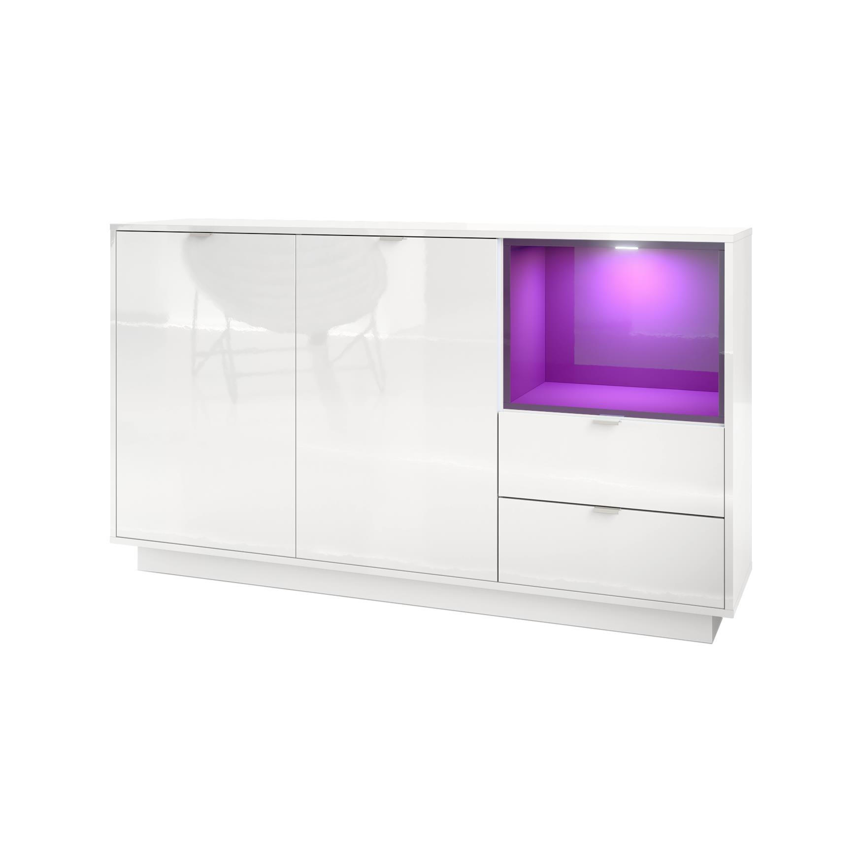SIDEBOARD Metro Einsatz in Brombeer Hochglanz - Brombeere, Holzwerkstoff (153/88/38cm) - Vladon