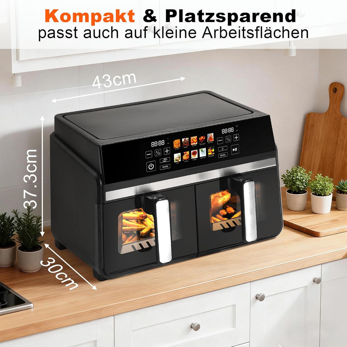 HEISSLUFTFRITEUSE COOK Ⅲ 47/39/35.5 cm - Schwarz, Metall (39/35.5/47cm) - Nettlife