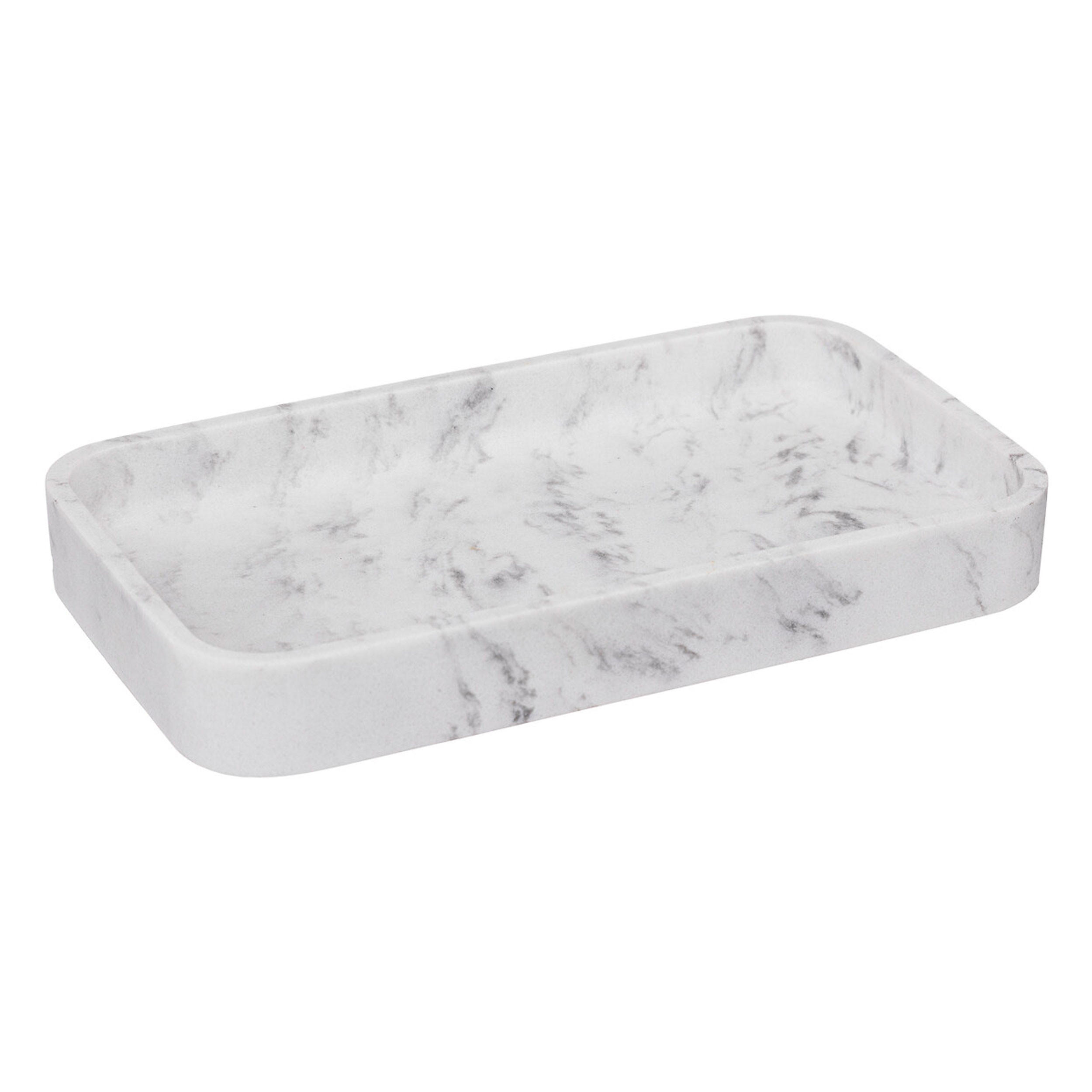 TABLETT Lea in Marmor-Optik, Polyresin, Marmorgrau, 19 x 11.3 cm - Grau, Kunststoff (11.3/2.5/19.2cm) - 5five Simply Smart