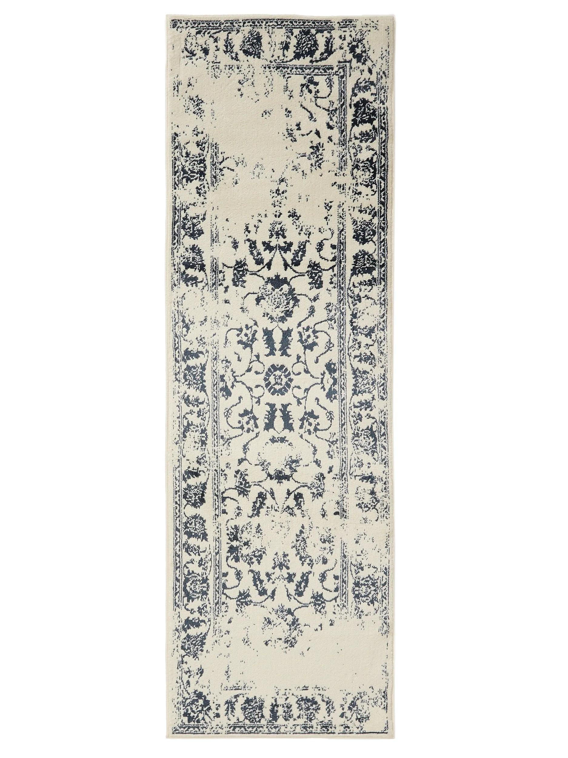 VINTAGE-LÄUFER Suki 80/240 cm - Blau/Creme, Kunststoff (80/240cm) - benuta