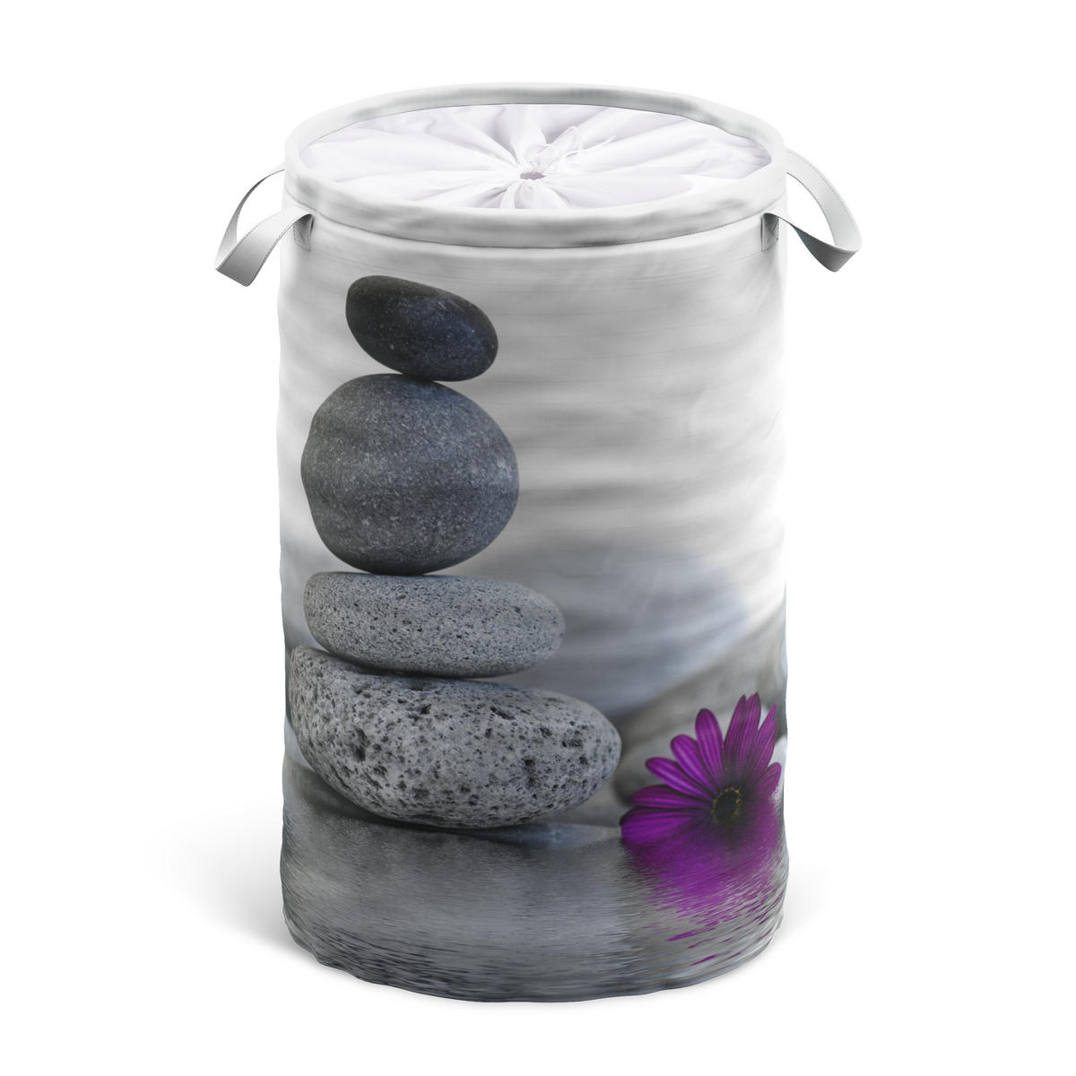 WÄSCHEKORB Energy Stones - Grau, Textil (37/55/55cm) - Sanilo