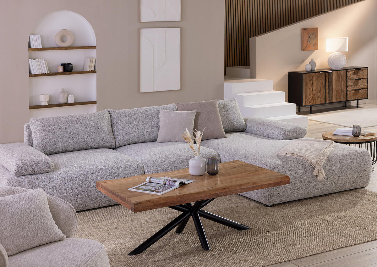 HOME24 Couchtisch KHENO - Schwarz, Holz/Metall (70/120/45cm) - home24