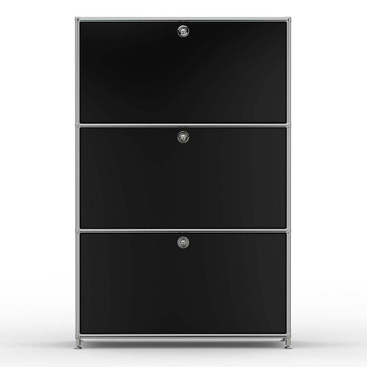 HOCHSCHRANK, 3 Klappen, Schloss, Breite 77 cm, Graphitschwarz - Chromfarben/Silberfarben, Metall (40/118/77.2cm) - Versee