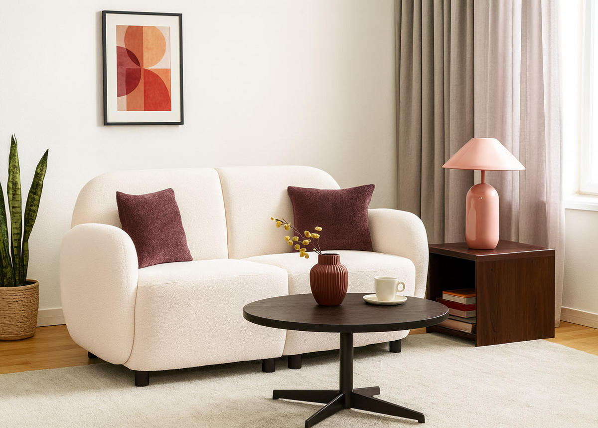 2MÍSTNÁ POHOVKA Krémově bílá - krémová, textil (148/77/79cm) - MCW