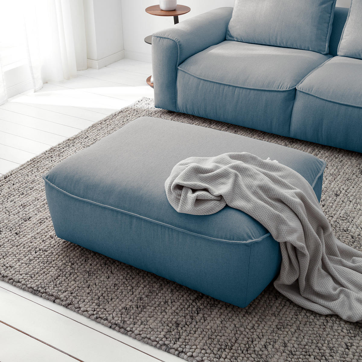 POLSTERHOCKER - Blau/Schwarz, Holz/Kunststoff (103/42/90cm) - home24