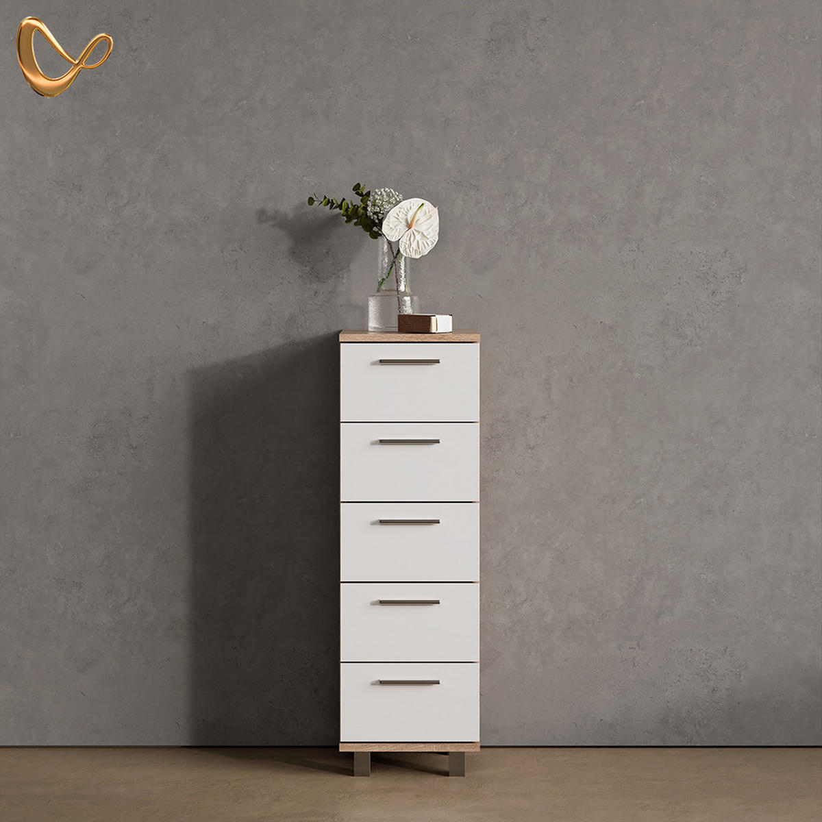 BADSCHRANK Eisak Sonoma 30 x 95 cm - Sonoma Eiche, Holzwerkstoff (30/95/30cm) - Livinity®