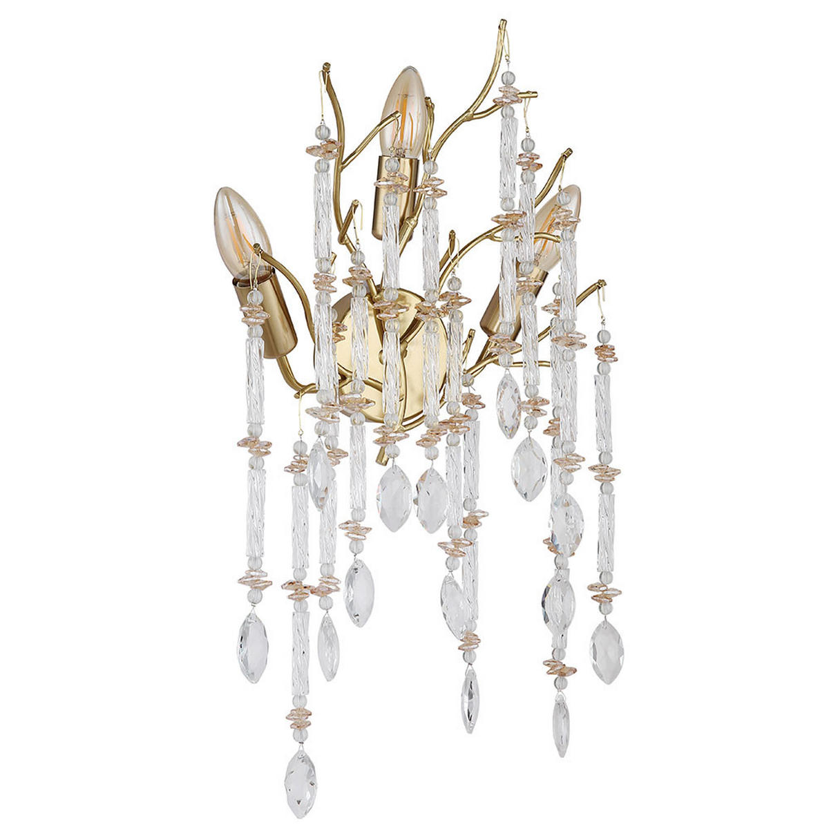 WANDLEUCHTE Metall, Glas, Gold, E14 - Goldfarben, Glas (35/50/11cm) - Globo Lighting