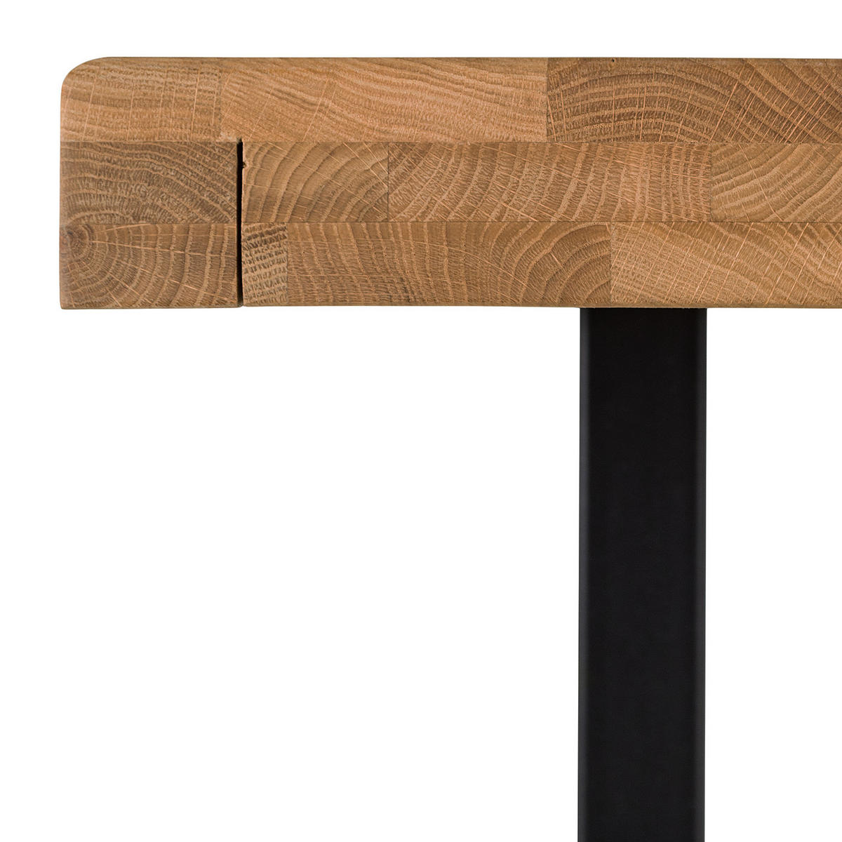 ESSTISCH - Metall / Massivholz - Schwarz - Eichefarben/Schwarz, Holz/Metall (100/160/77cm) - home24