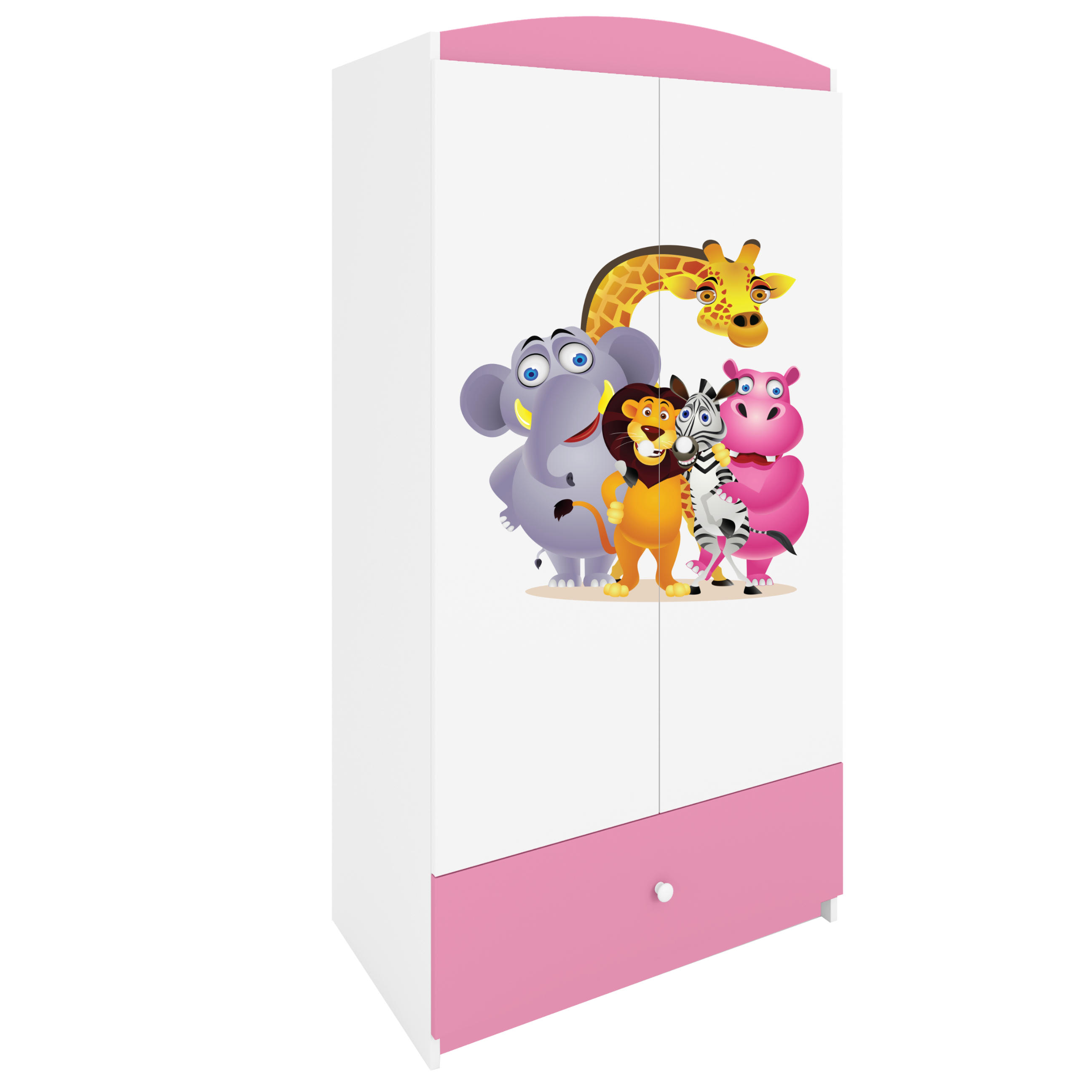 KINDERKLEIDERSCHRANK ZOO - Hellrosa, Holzwerkstoff (90/175/52cm) - RAUMHIRSCH FURNITURE
