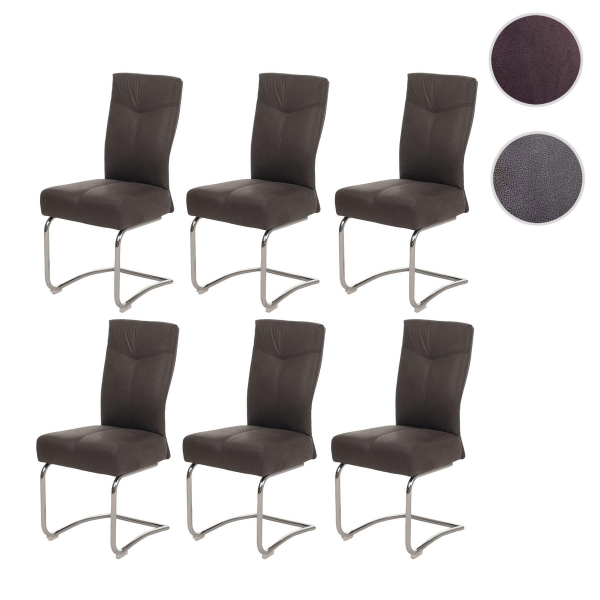 ESSZIMMERSTUHL Grau, Braun 6er-Set - Braun/Grau, Textil (46/105/60cm) - MCW