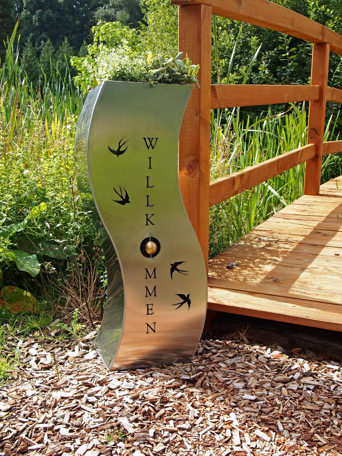 PFLANZSÄULE Oliver Geschwungen Silber Edelstahl Pflanzkübel - Silberfarben, Metall (80cm) - DELUKE