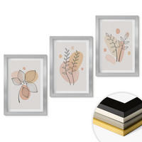 WANDBILDER 3er Set - 20x30 cm Silberner Rahmen - Pastellfarbene Pflanzenzeichnungen - Silberfarben, Kunststoff (20/30cm) - ArtPrintCave