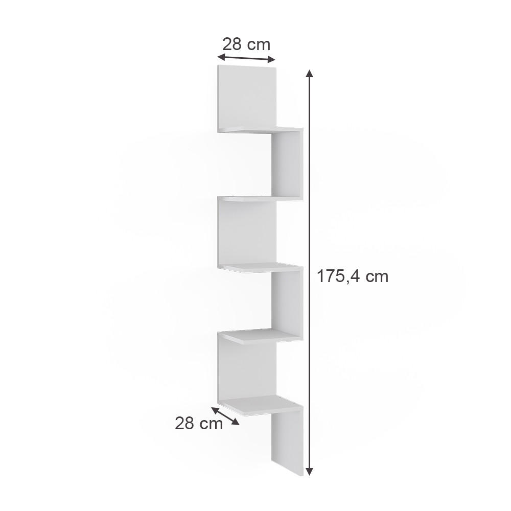 Thumbnail - Vicco Eckregal, Weiß, Holzwerkstoff, 5 Fächer, Rechteckig, 28x175.4x28 cm, Wohnzimmer, Regale, Eckregale