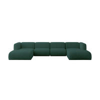 WOHNLANDSCHAFT MIRA-U2 408x179x70 Grün Velours - Dunkelgrün/Schwarz, Holzwerkstoff/Kunststoff (408/70/179cm) - ALTDECOR