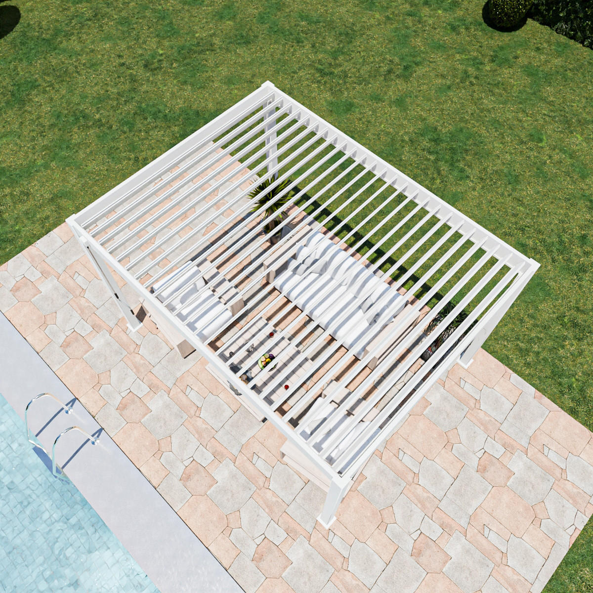PERGOLA Terrassenüberdachung Superior Aluminium freistehend | 3 x 4 M | Lamellendach weiß - Weiß, Metall (400/255/300cm) - PergoLine