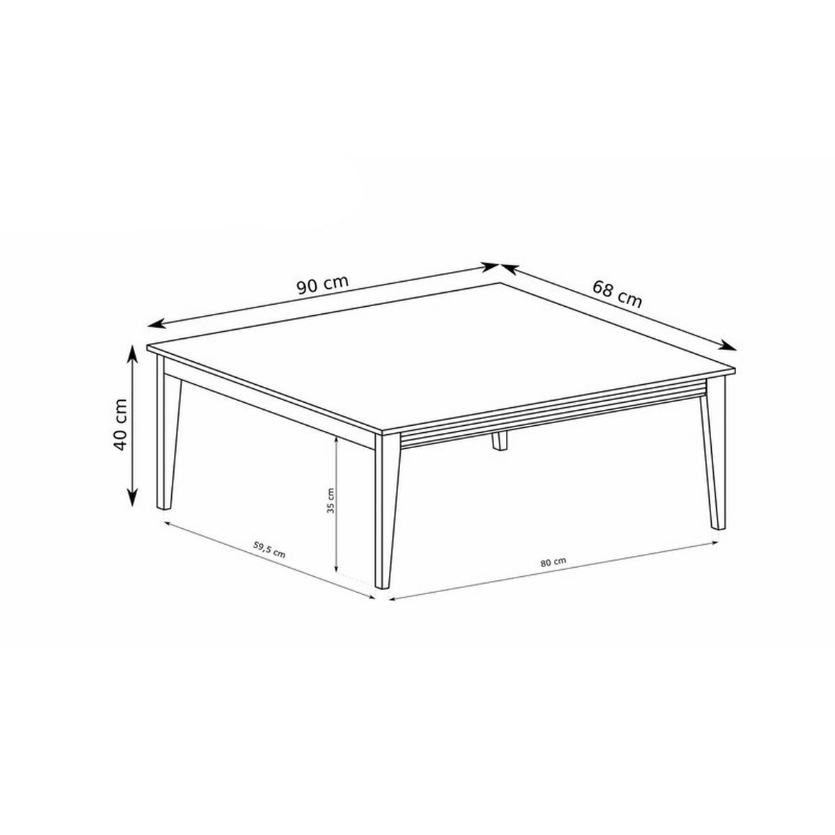 COUCHTISCH DIUNA 90/68/40 cm, rechteckig, Kaschmir - Kaschmir, Eichenholz/Holzwerkstoff (68/90/40cm) - Idohome