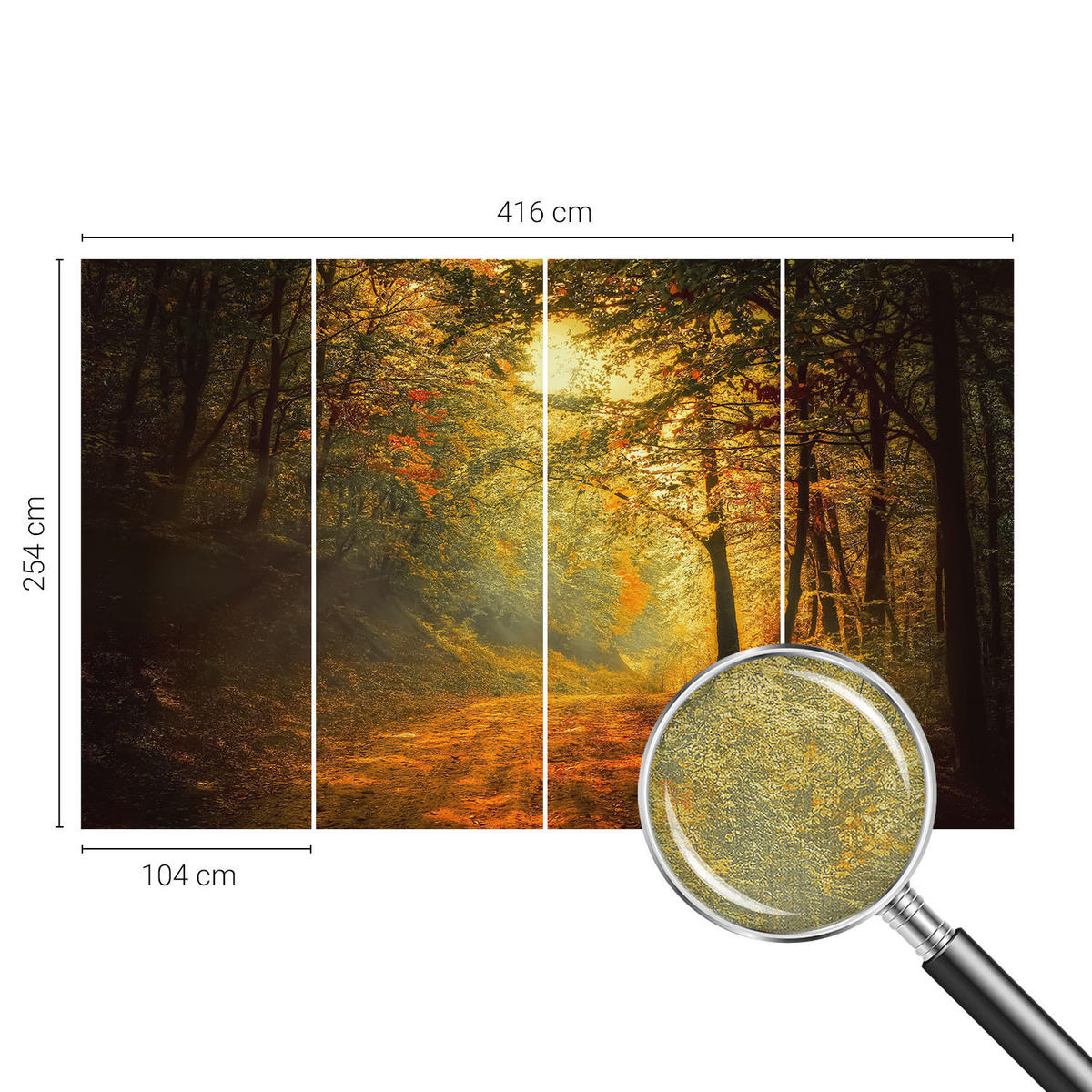 FOTOTAPETE 416x254 cm - Herbstlandschaft - Gelb, Textil (416/254cm) - Wallfluent