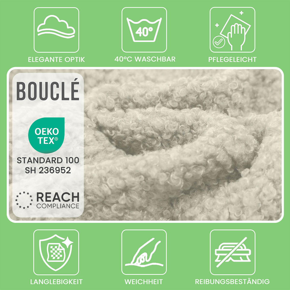 SITZSACK FÜR KINDER Dino 75/75/55 cm, weicher Bouclé 315 g/m², abnehmbarer Bezug, Lamb Cloud - Creme, Textil (75/55/75cm) - Dreamroots