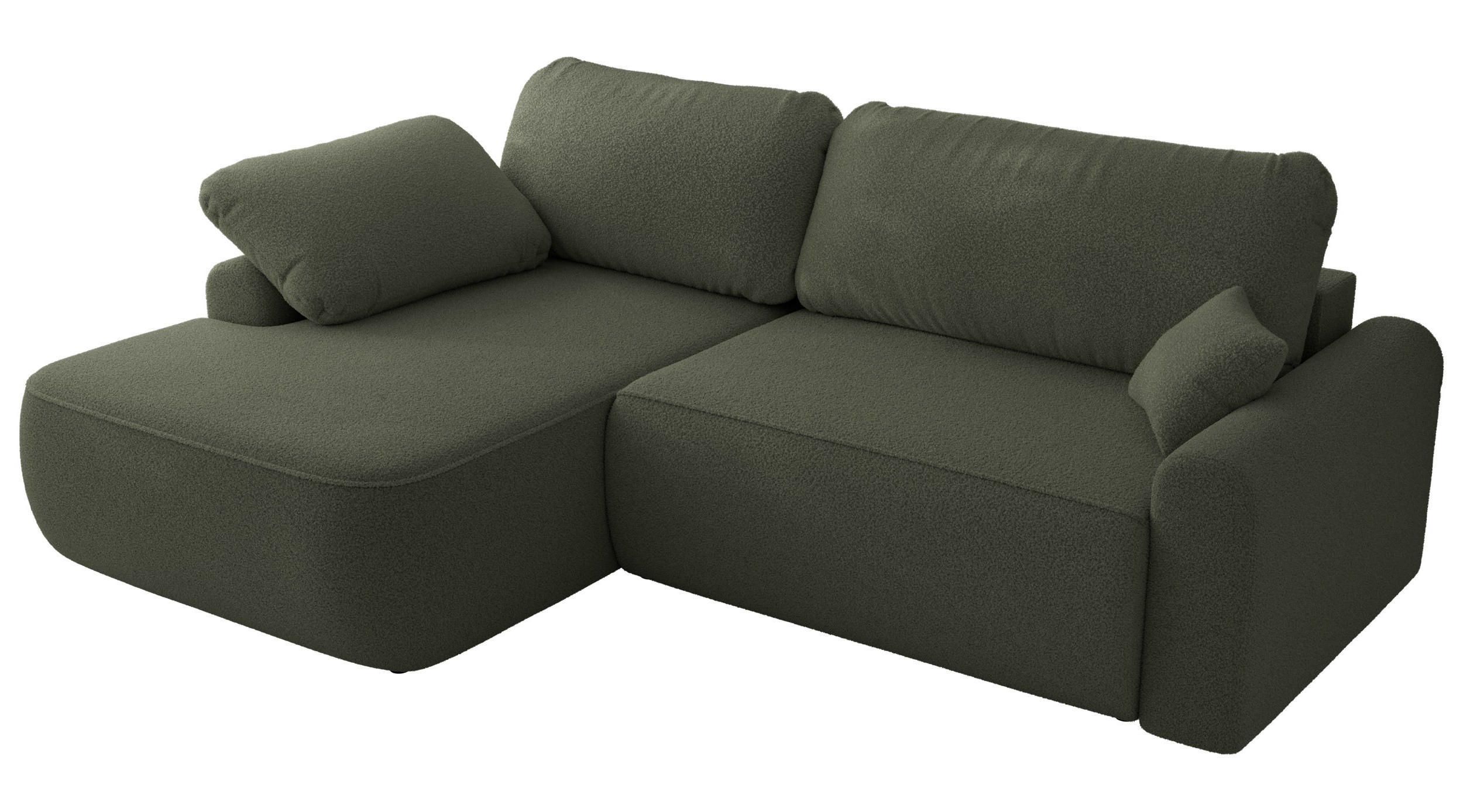ECKSCHLAFSOFA CUBO L Dunkelgrün Boucle - links - Dunkelgrün/Schwarz, Kunststoff/Textil (273/187cm) - MKS