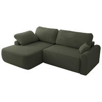 ECKSCHLAFSOFA CUBO L Dunkelgrün Boucle - links - Dunkelgrün/Schwarz, Kunststoff/Textil (273/187cm) - MKS