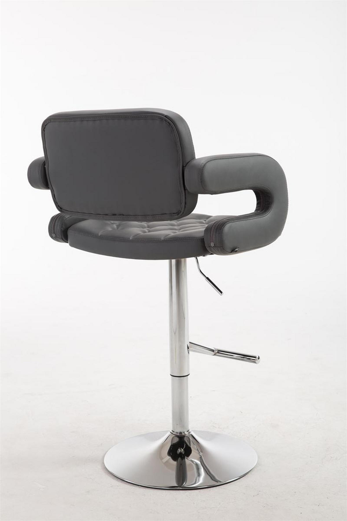 BARHOCKER Dubai, Gestell Metall in Chromoptik, Kunstleder Grau - Chromfarben/Grau, Kunststoff/Textil (52/100/55cm) - TPFLiving