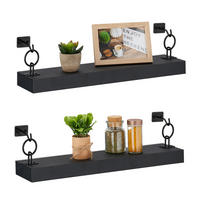 2XWANDREGAL - Schwarz, Holzwerkstoff/Kunststoff (48/13/12cm) - Relaxdays