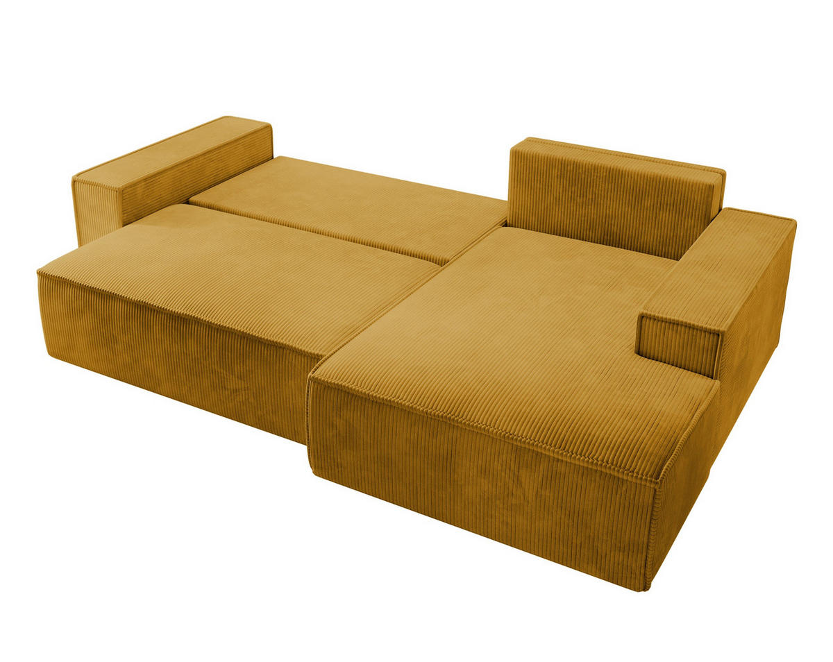 ECKSOFA Farese Senfgelb Cordbezug - Messingfarben/Schwarz, Kunststoff/Textil (267/167cm) - Selsey