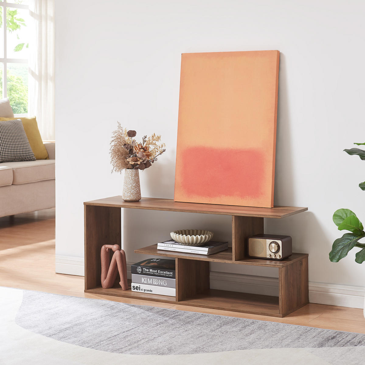 FERNSEHTISCH Anän - Walnussfarben, Holzwerkstoff (29.5/42/100cm) - [en.casa]