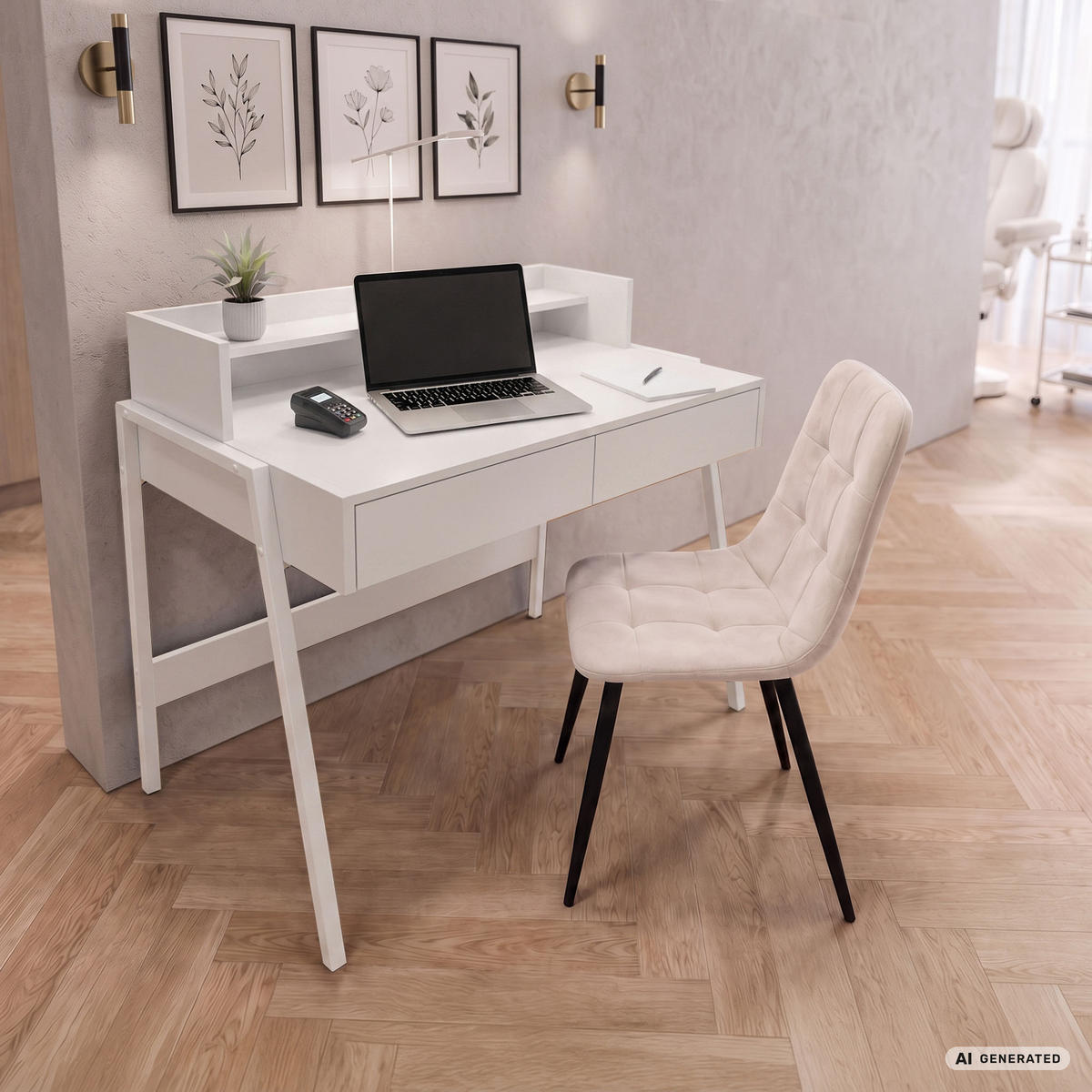 SCHREIBTISCH FLUX 78 cm Weiß - Weiß, Holzwerkstoff (78/48/95cm) - Akord