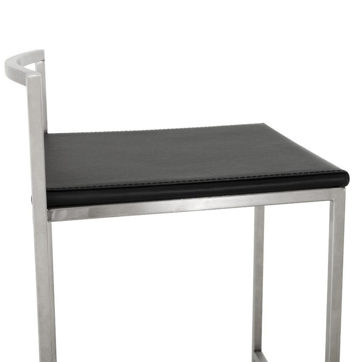 BARHOCKER Kunstleder Stahlrahmen Sitzhöhe 65cm Industrial LEXARIX MINI, Schwarz 44x41x76,5 cm - Silberfarben/Schwarz, Kunststoff/Textil (43/77/41cm) - KADIMA DESIGN