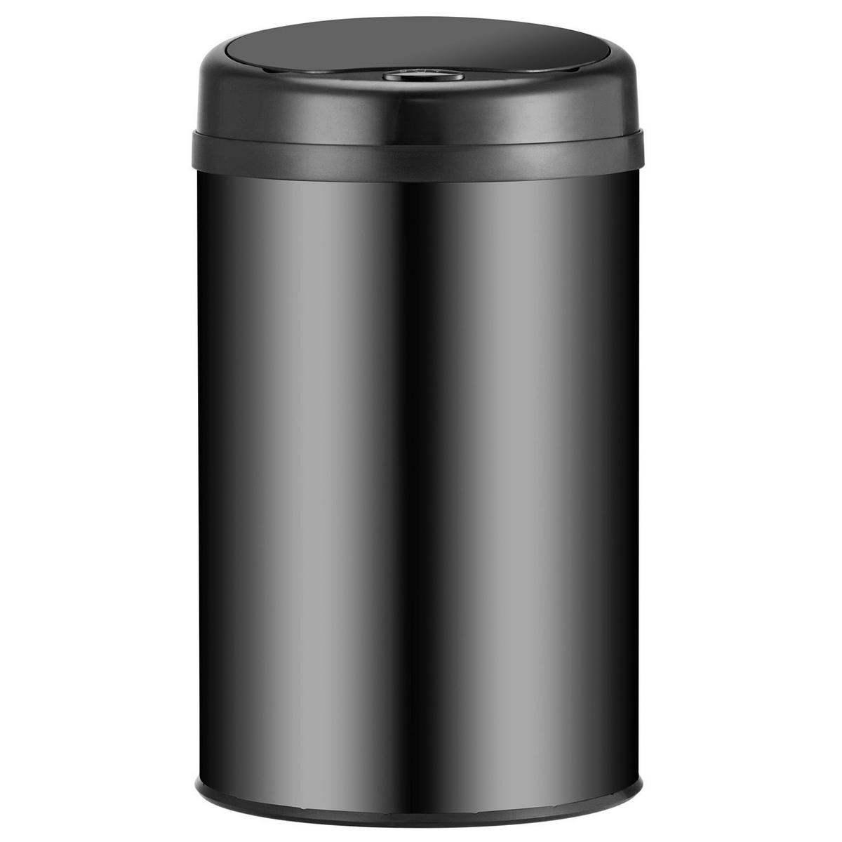 MÜLLEIMER rund 30L schwarz mit Sensor - Schwarz, Metall (31/52/31cm) - Juskys