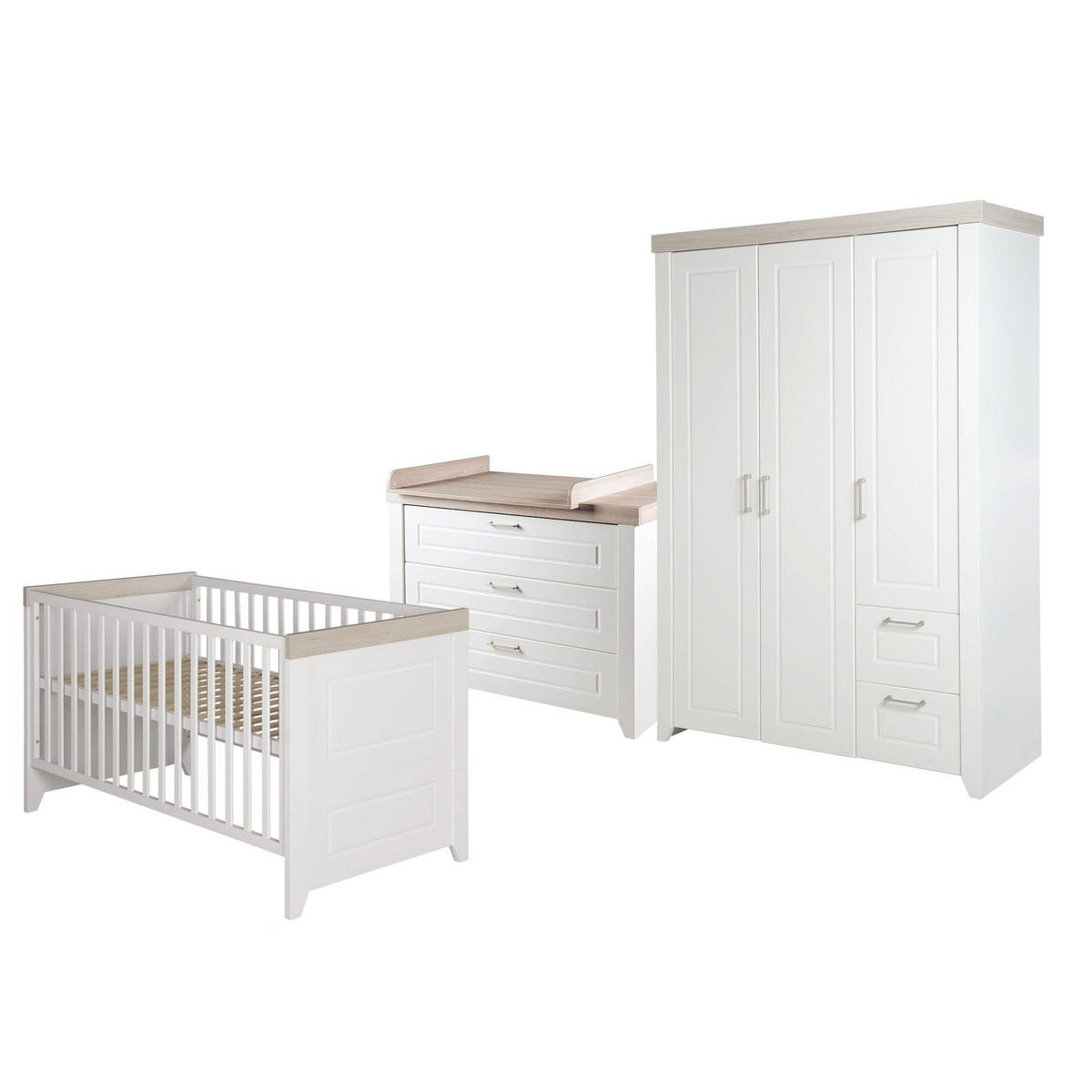BABYZIMMER-SET Felicia II, 3-teilig - Weiß, Holzwerkstoff (76/82/144cm) - Roba