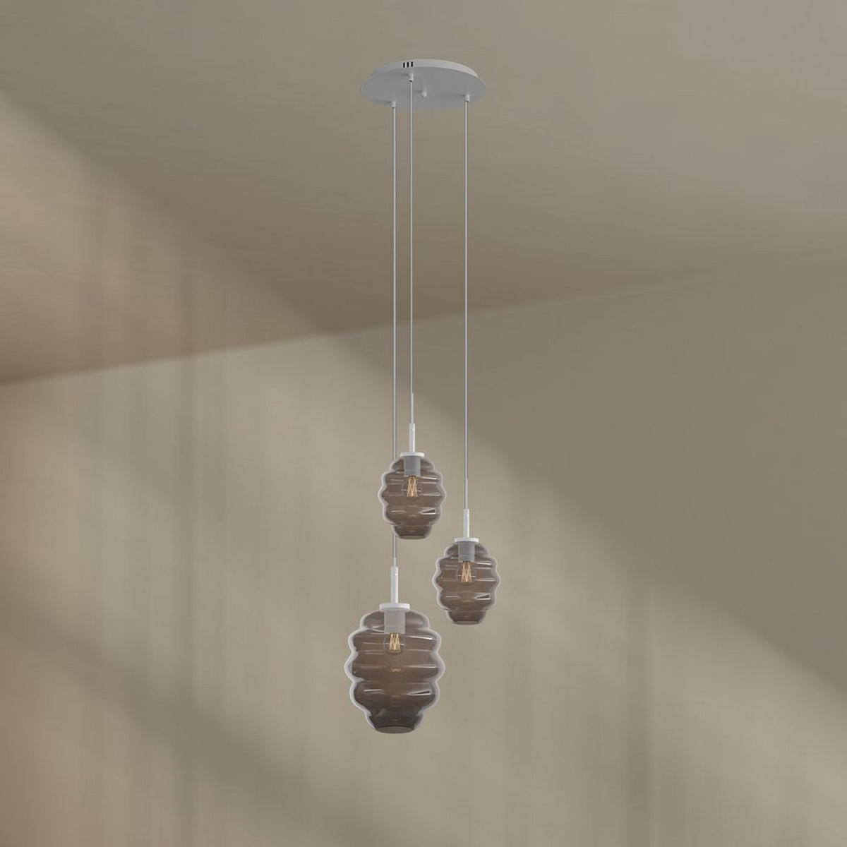 GALERIELEUCHTE Echos 3-flammig Mehrfarbig Ø 18/25cm - Multicolor/Weiß, Glas (18/18/20cm) - s.luce
