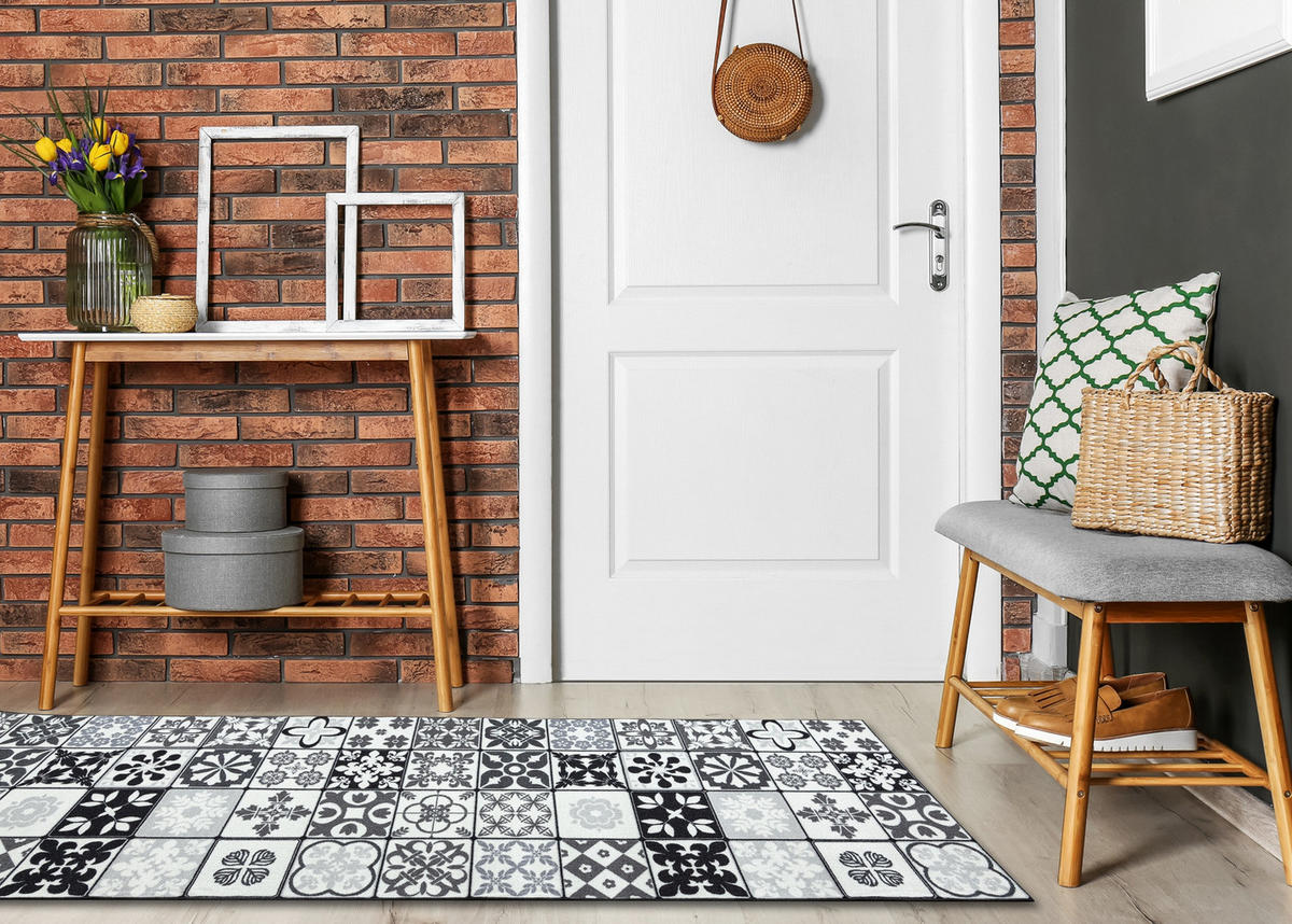LÄUFER Antirutsch AZULEJO 80/110 cm - Grau, Textil (80/110cm) - rugsX