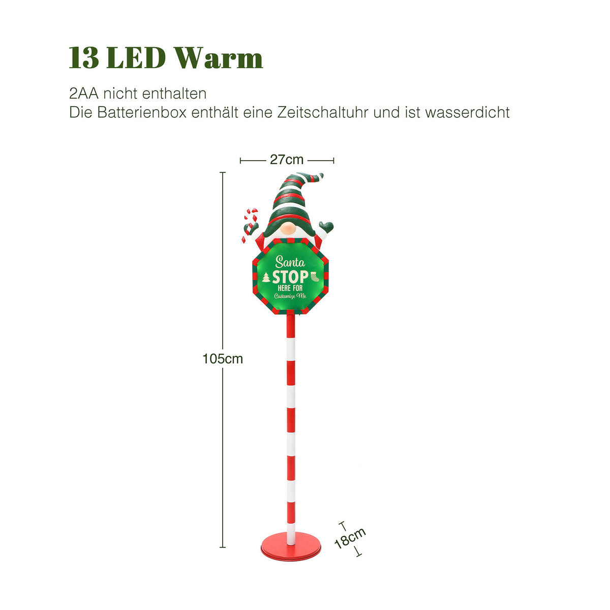 WEIHNACHTSSCHILD HTHD0196 - Rot/Weiß, Kunststoff/Metall (18/105/27cm) - Hometopia