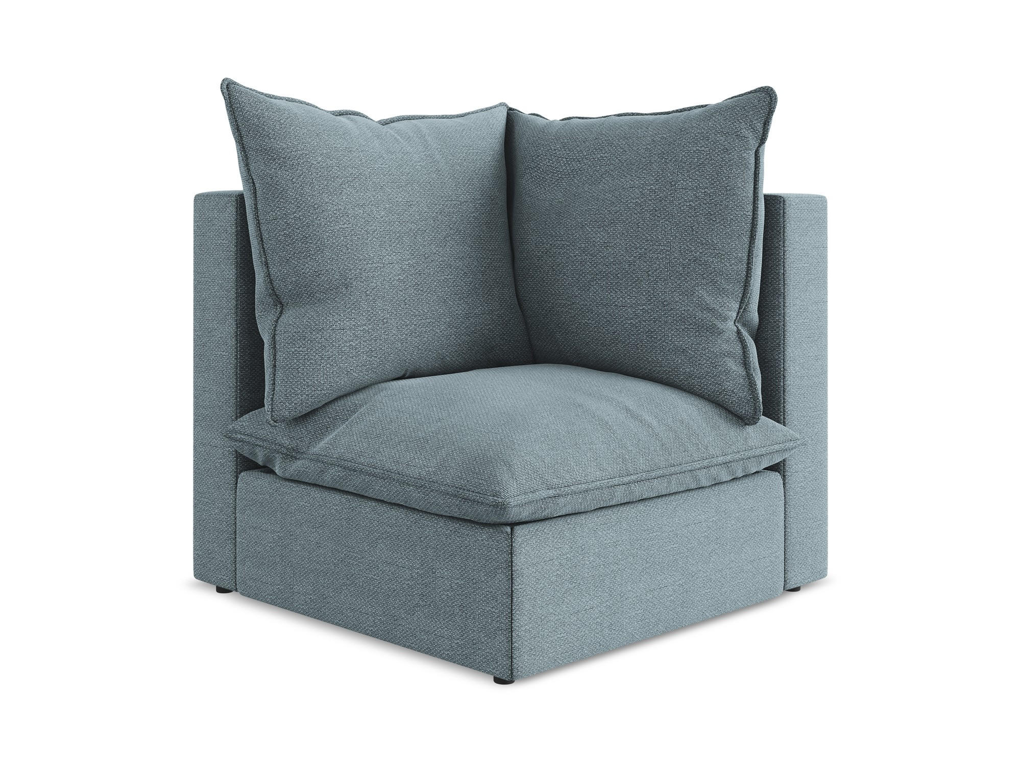 SOFAELEMENT Bouclé Stoff Blau - Pastellblau/Schwarz, Holzwerkstoff/Kunststoff (90/77/90cm) - Makamii