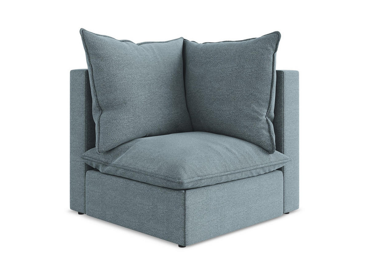 SOFAELEMENT Bouclé Stoff Blau - Pastellblau/Schwarz, Holzwerkstoff/Kunststoff (90/77/90cm) - Makamii
