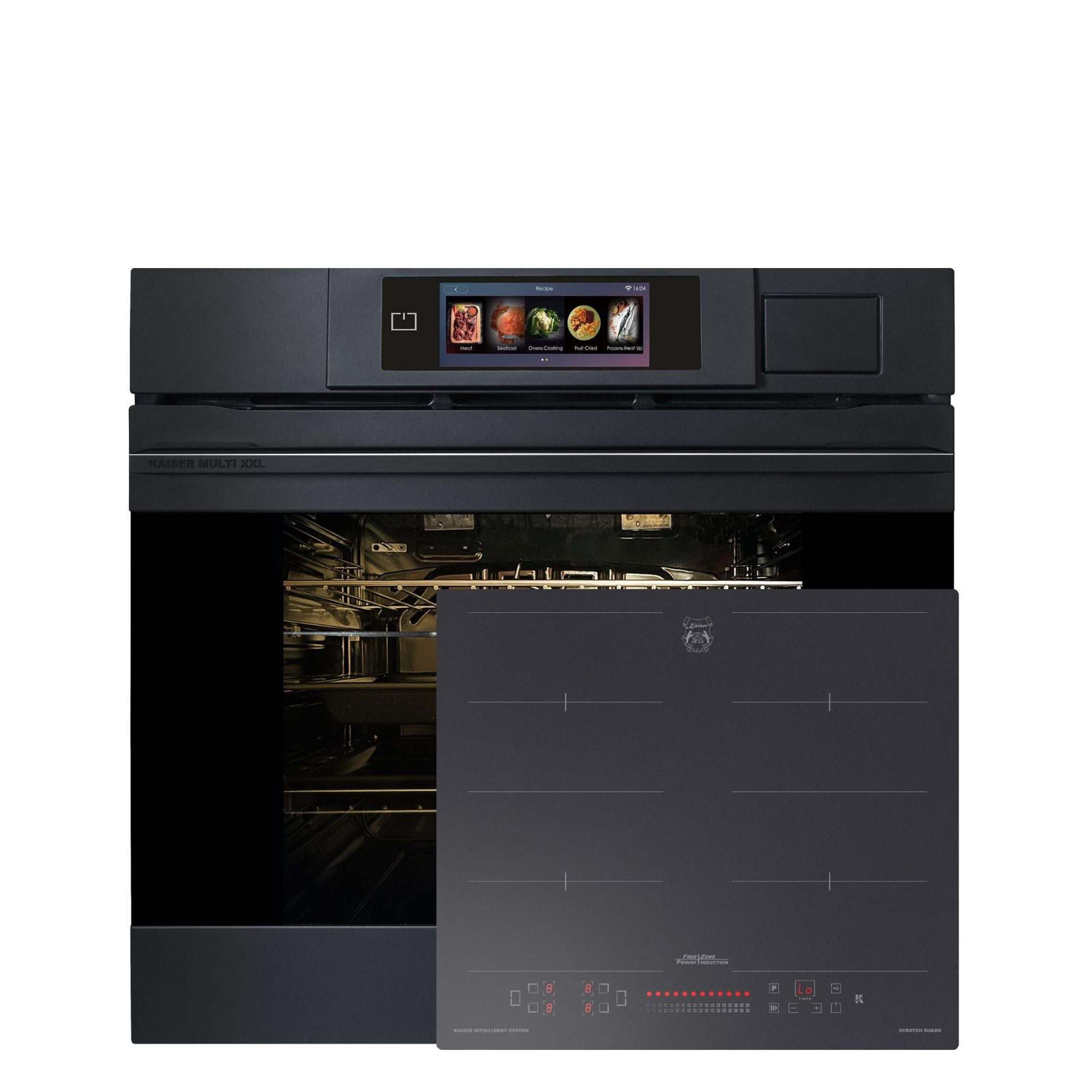 MULTIFUNKTIONS-ELEKTRO-DAMPFBACKOFEN mit Dampfreinigung 60 cm EH 6341 + KCT 6110 Induktions Kochfeld 60 cm - Grau, Metall (59.4/59.4/57.5cm) - Kaiser Küchengeräte