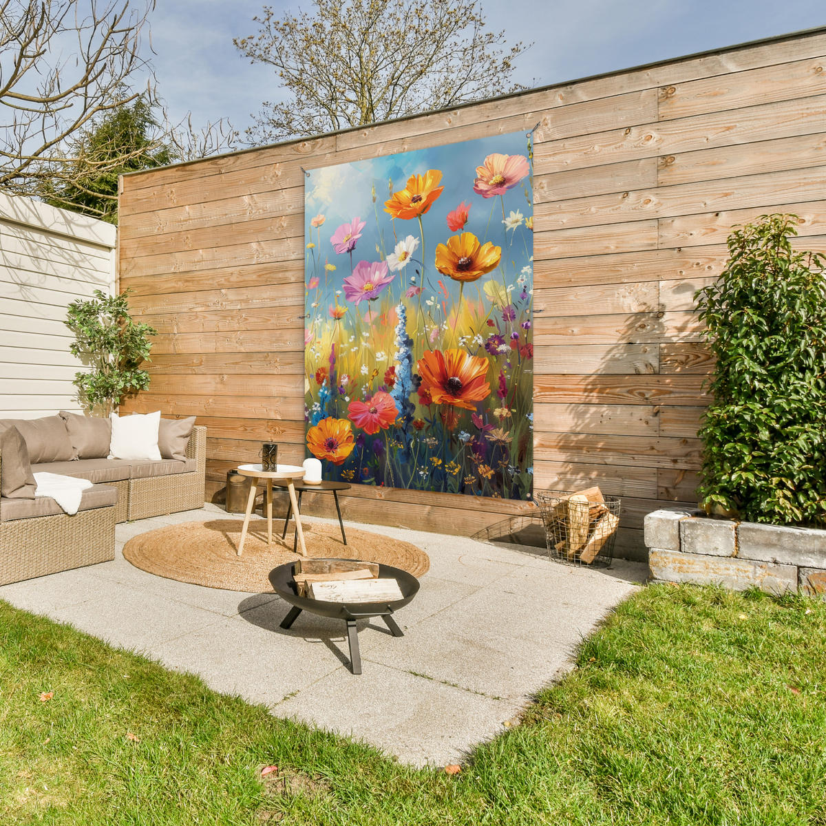 ZAHRADNÍ PLAKÁT Květiny - Příroda - Botanické - Umění 120x160 cm - světle modrá, plast (120/160/0.2cm) - OnlyWow