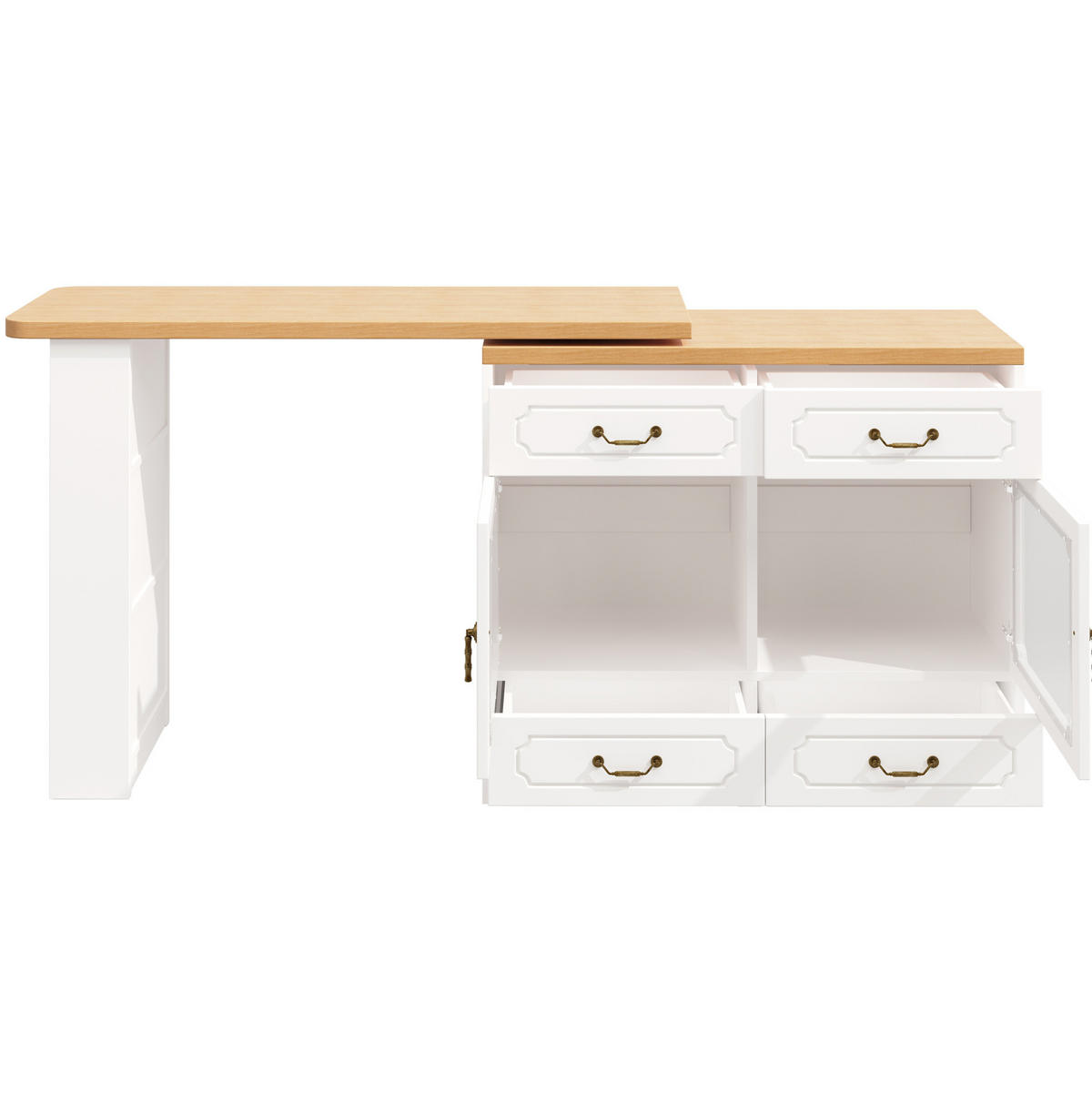 BARTISCH ausziehbar 135-203 x 39 x 92,8 cm MDF Weiß mit LED - Weiß, Holzwerkstoff (39/92.8/203cm) - Meubliv