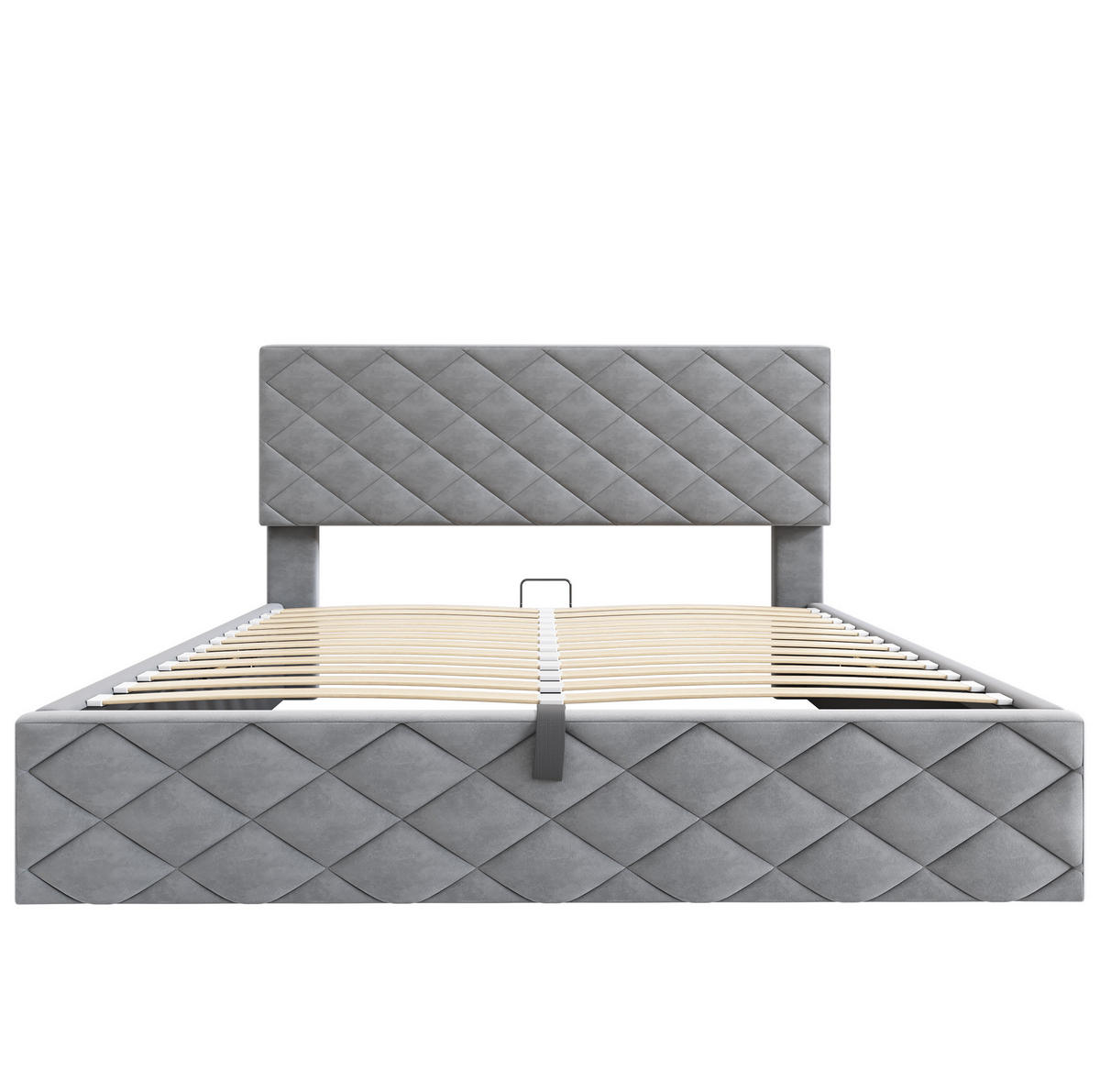 POLSTERBETT 140/200 cm Grau mit hydraulischem Funktionsbett und Stauraum - Grau, Textil (140/200cm) - OKWISH