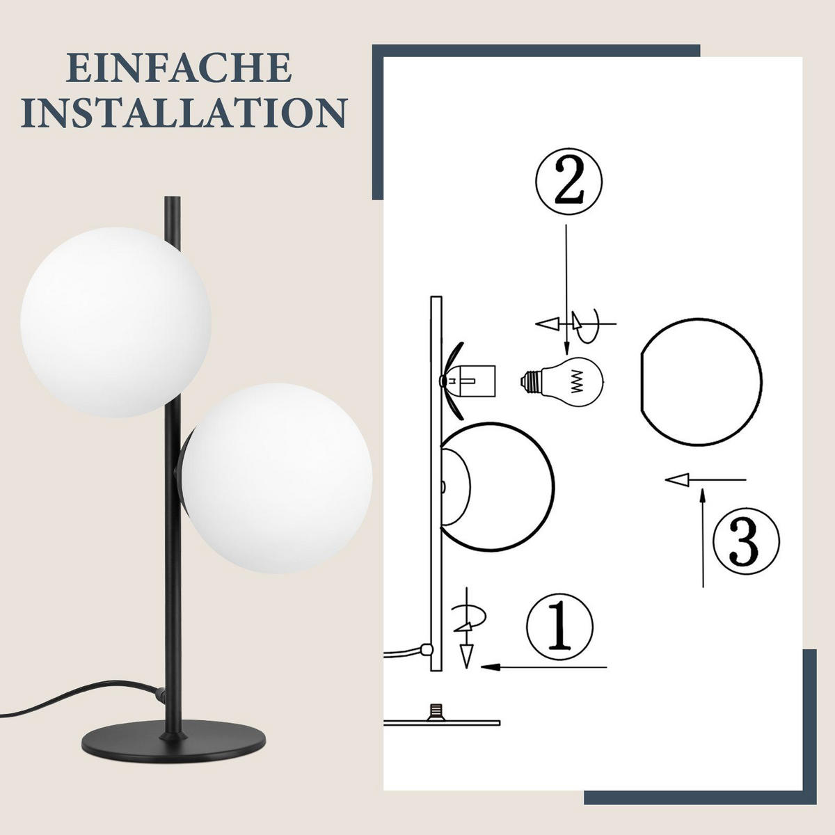 TISCHLEUCHTE Oase 21.5/21.5/45 cm - Schwarz, Metall (21.5/21.5/45cm) - Nettlife