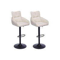 BARHOCKER 2er-Set höhenverstellbar - Stoff & schwarzes Metall - Cremefarben - LIKOLIA - Creme, Textil (54/116/51cm) - Vente-Unique