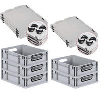 EUROBOX 5x NextGen Color mit Auflagedeckel 12x30x40 cm 11 Liter Grau Griffe schwarz offen - Schwarz/Grau, Kunststoff (30/12/40cm) - PROREGAL