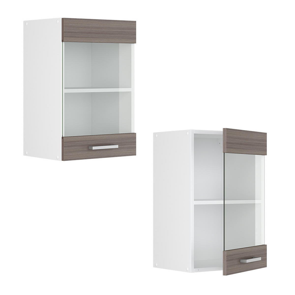 KÜCHENGLASSCHRANK R-Line Grau 40 cm - Weiß/Braun, Holzwerkstoff (40/60/31cm) - Vicco